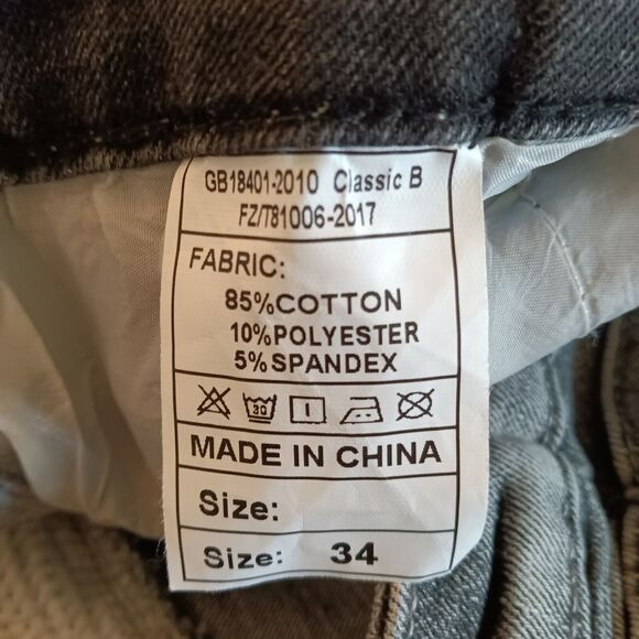 Men's Size 32 Faux Zip Pockets Ribbed Straight Leg Denim Jeans - Picture 7 of 7